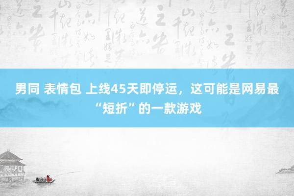 男同 表情包 上线45天即停运，这可能是网易最“短折”的一款游戏