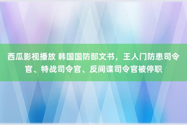 西瓜影视播放 韩国国防部文书，王人门防患司令官、特战司令官、反间谍司令官被停职