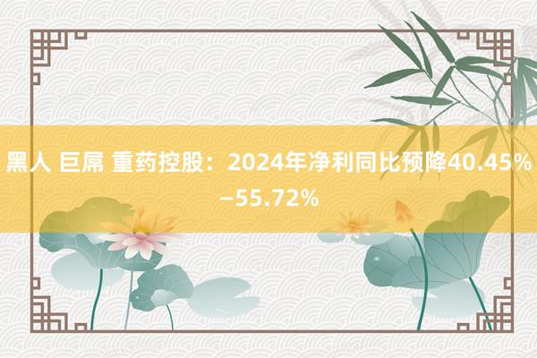 黑人 巨屌 重药控股：2024年净利同比预降40.45%—55.72%