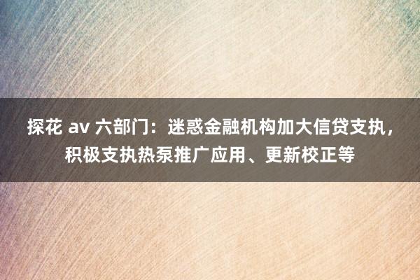 探花 av 六部门：迷惑金融机构加大信贷支执，积极支执热泵推广应用、更新校正等